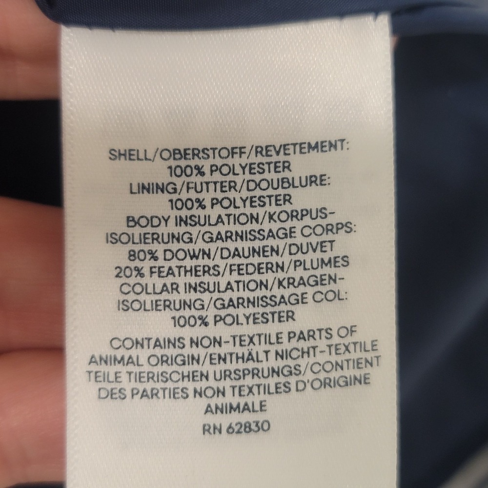 Lands End Womens Down Puffer Vest Size 1X Striped Blue Full Zip Outdoor Nautical - Picture 4 of 9